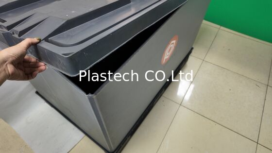 กล่องพอลเล็ตพับได้ 1200x800mm PP กล่องพับได้ 4 ทาง เข้าฟิวมิเกชั่นฟรี สามารถคืนได้สําหรับโลจิสติกส์อาหารอัตโนมัติ