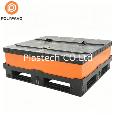 Custom Drawing Design Collapsible Bulk Box, 10mm 12mm Wall Thickness 500kg Static Load, Foldable Stackable with Lid and Base