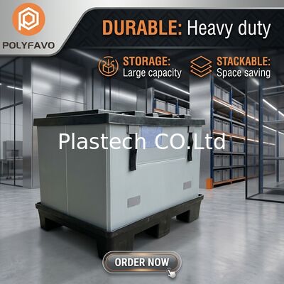โลโก้ที่กําหนดเอง กล่องพาเล็ตพับ, กล่องและฐานแบบปรับแบบฉีด, 300kg Dynamic 500kg Static Load, 10mm 12mm Wall