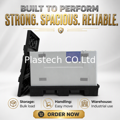 Foldable Pallet Box Heavy Duty, Collapsible Crate with Custom Cutouts, 10mm 12mm Wall 300kg Dynamic 500kg Static